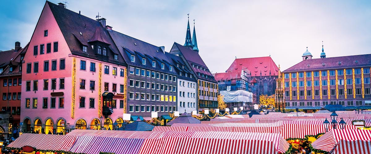 A view over the Christmas market in Nuremberg, Germany